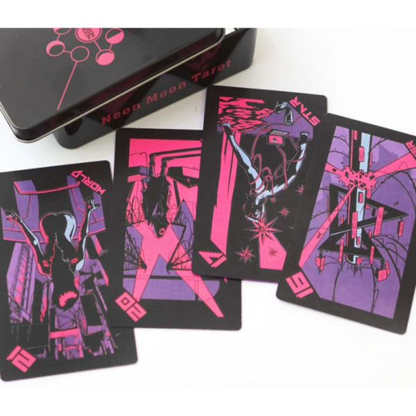 Карты Таро Неоновой Луны в металлической коробке | Neon Moon Tarot Black in a metal box