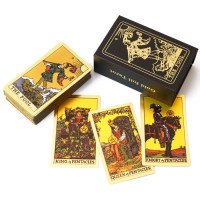 Карты Таро Уэйта с подсказками в коробке - Gold Foil Edition Golden Pattern 