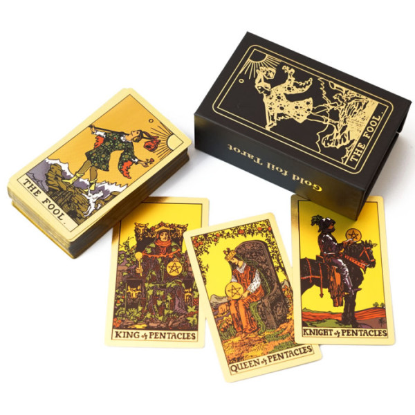Карты Таро Уэйта с подсказками в коробке - Gold Foil Edition Golden Pattern