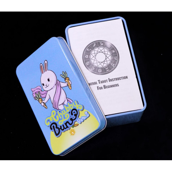Карти Таро Пухлого Кролика у металевій коробці, рожева сорочка| Tarot Chubby Bunny in a metal box