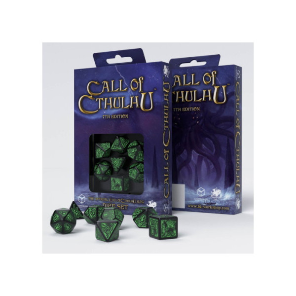 Кубики RPG Call of Cthulhu Black & green Dice Set. Q WORKSHOP