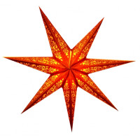 Зірка Святкова Декоративна картонна 7 променів LASER FULL GLITTER Помаранчевий