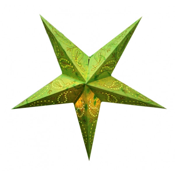 Светильник Звезда картонная 5 лучей GREEN PAISLEY EMBD.