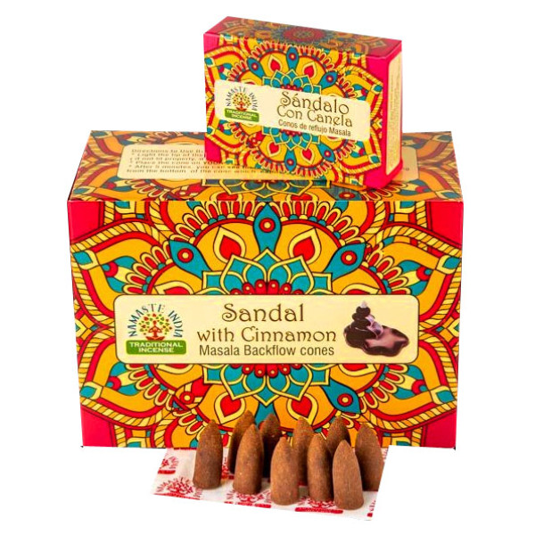 Ароматические конусы Сандал с корицей Namaste India Back Flow cones Sandal cinnamon