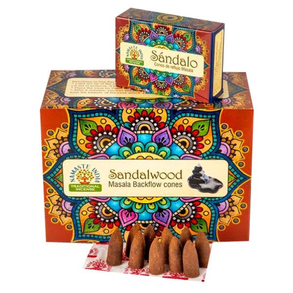 Ароматические конусы Сандал Namaste India Back Flow cones Sandalwood