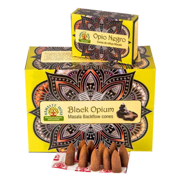 Ароматические конусы Черный опиум Namaste India Back Flow cones Black opium