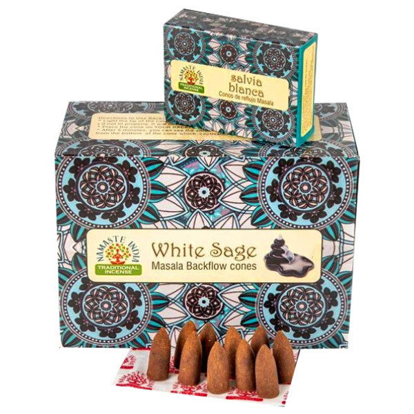 Ароматические конусы Белый шалфей Namaste India Back Flow cones White sage