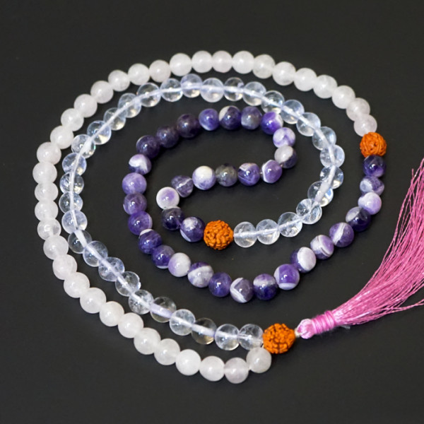 Четки каменные Аметист, Хрусталь, Розовый кварц P-Beads-050
