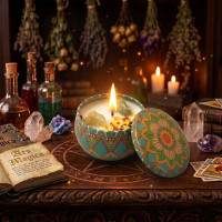 Ароматическая свеча с камнями и цветами №5