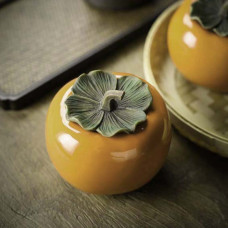 Чайниця для зберігання чаю керамічна Жовта хурма 150 мл